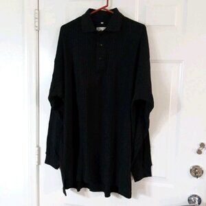 Vintage SAUCE BY BERNE Black Long Sleeve Knit Polo Shirt Men's XLT 100% Cotton